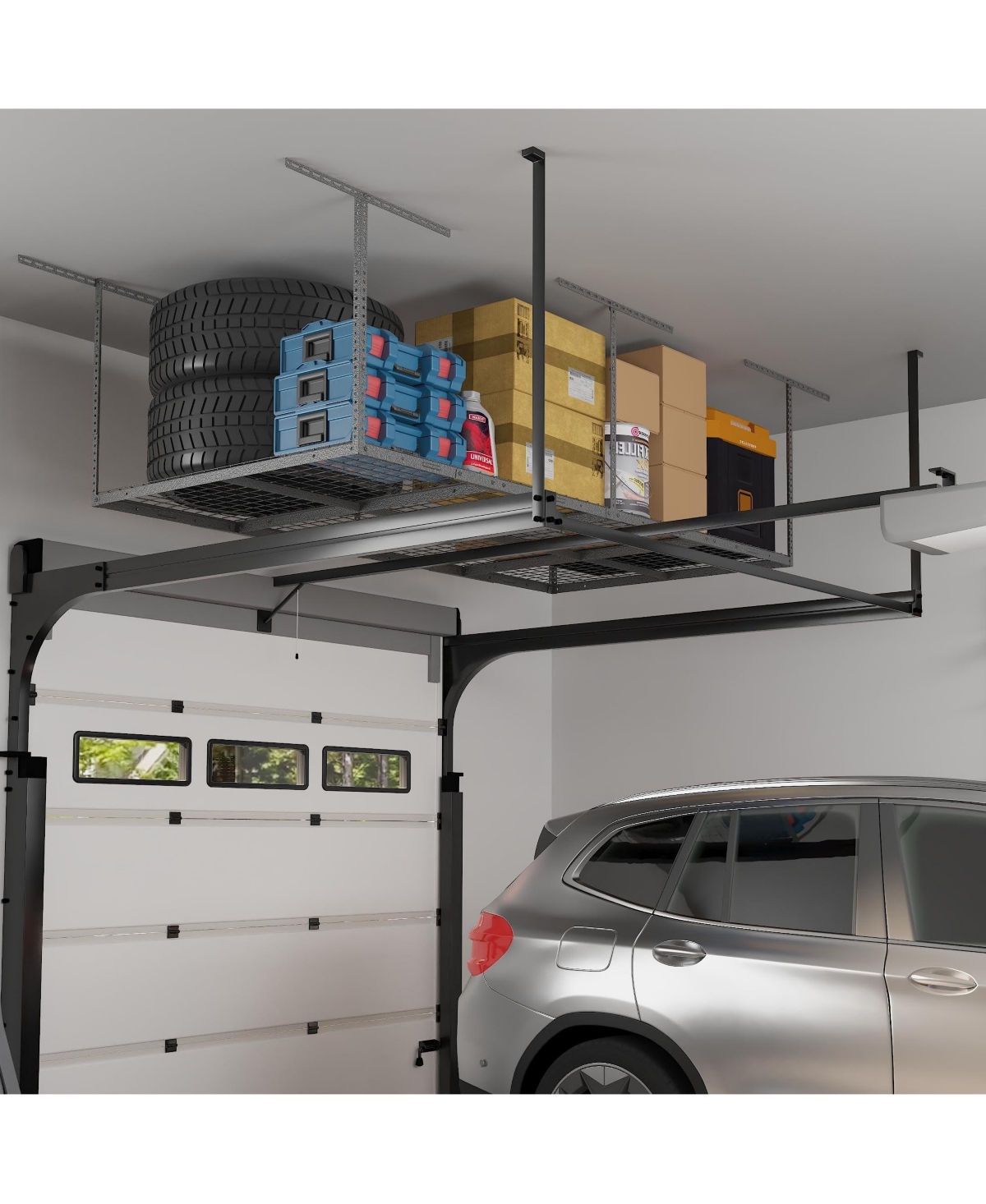 Fleximounts 2 Pack Overhead Garage Storage Adjustable Ceiling Rack, Classic Series