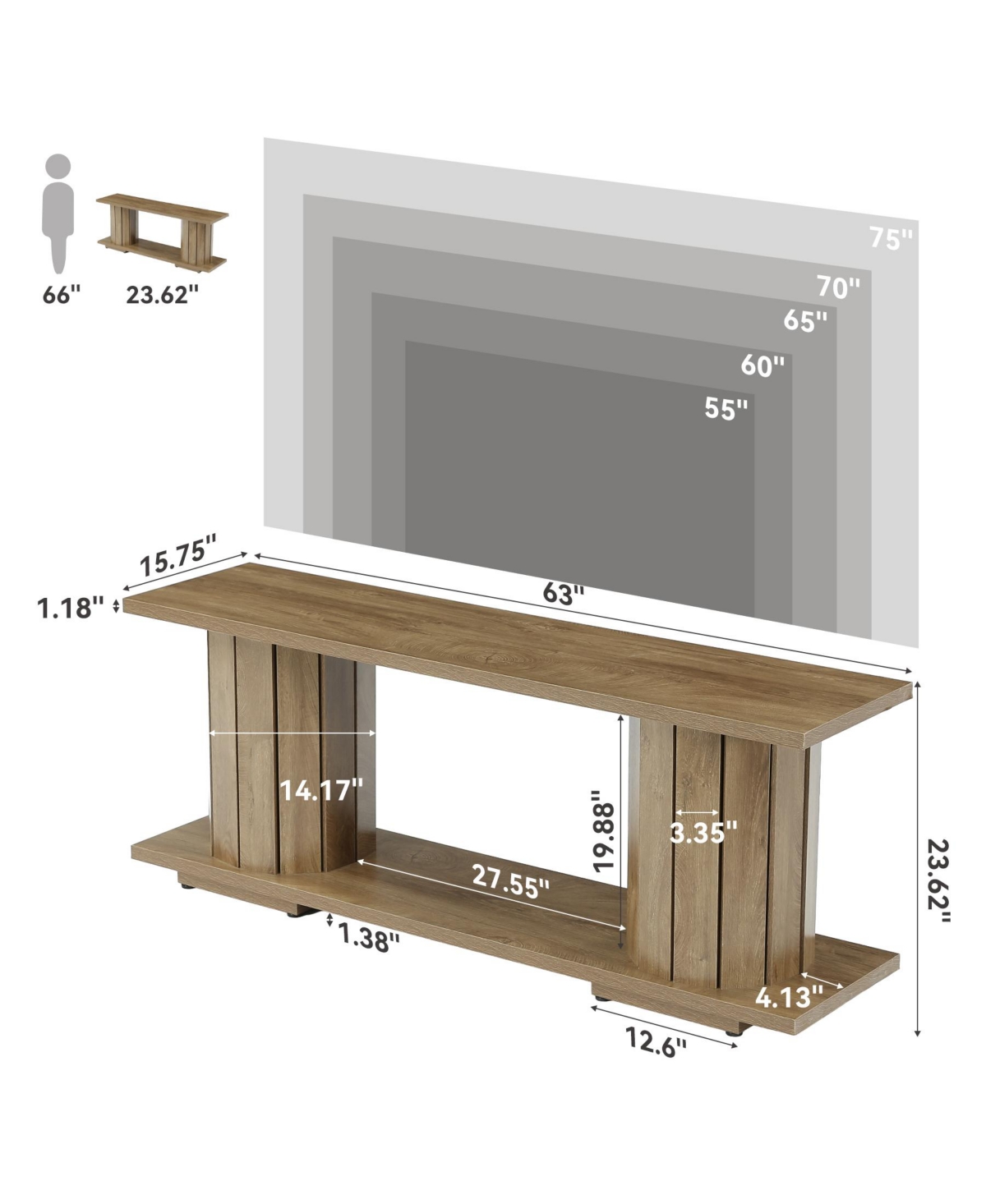 Tribesigns Tv Stand for 60/65/70 Inch Tvs, Wooden Entertainment Center with Open Storage Shelves, Farmhouse TV Console Media Television Stands