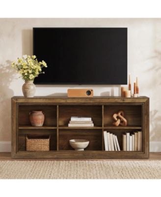 63-Inch Vintage TV Stand for Up to 60/65/70 Inches TVs, Farmhouse Entertainment Center with 6 Open Storage Cubes