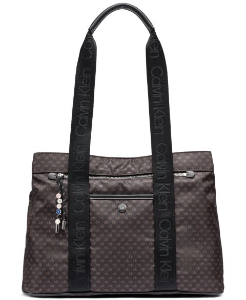 Женская сумка Calvin Klein Caius Magnetic Large Tote Handbag, цвет: Коричневый хаки / Чёрный