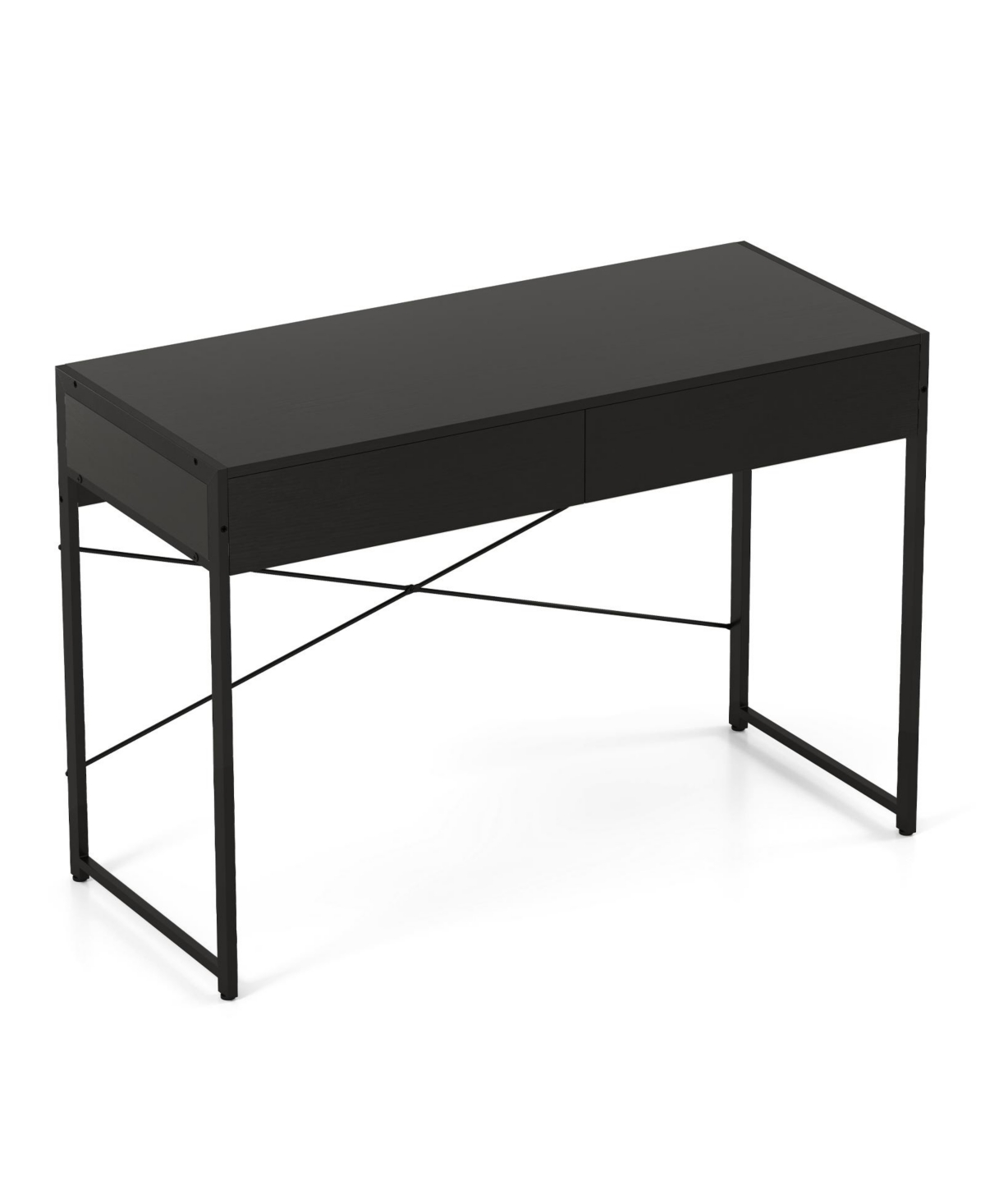 Slickblue Compact Home Office Desk with 2 Drawers and Metal Frame