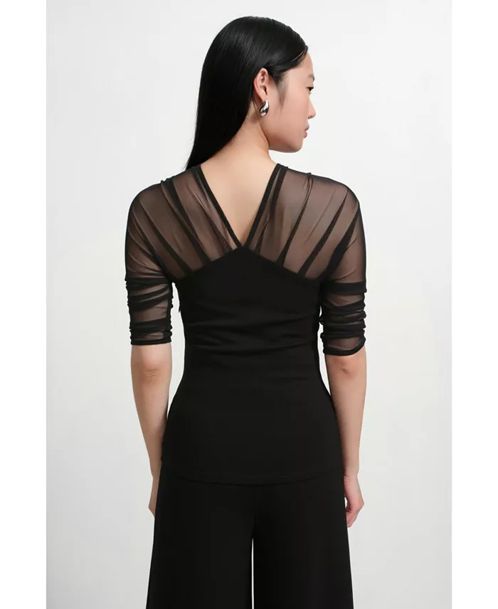 Women's Reva Sheer Mesh-Sleeve Evening Top - thumbnail 10