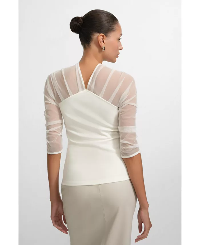 Women's Reva Sheer Mesh-Sleeve Evening Top - thumbnail 3