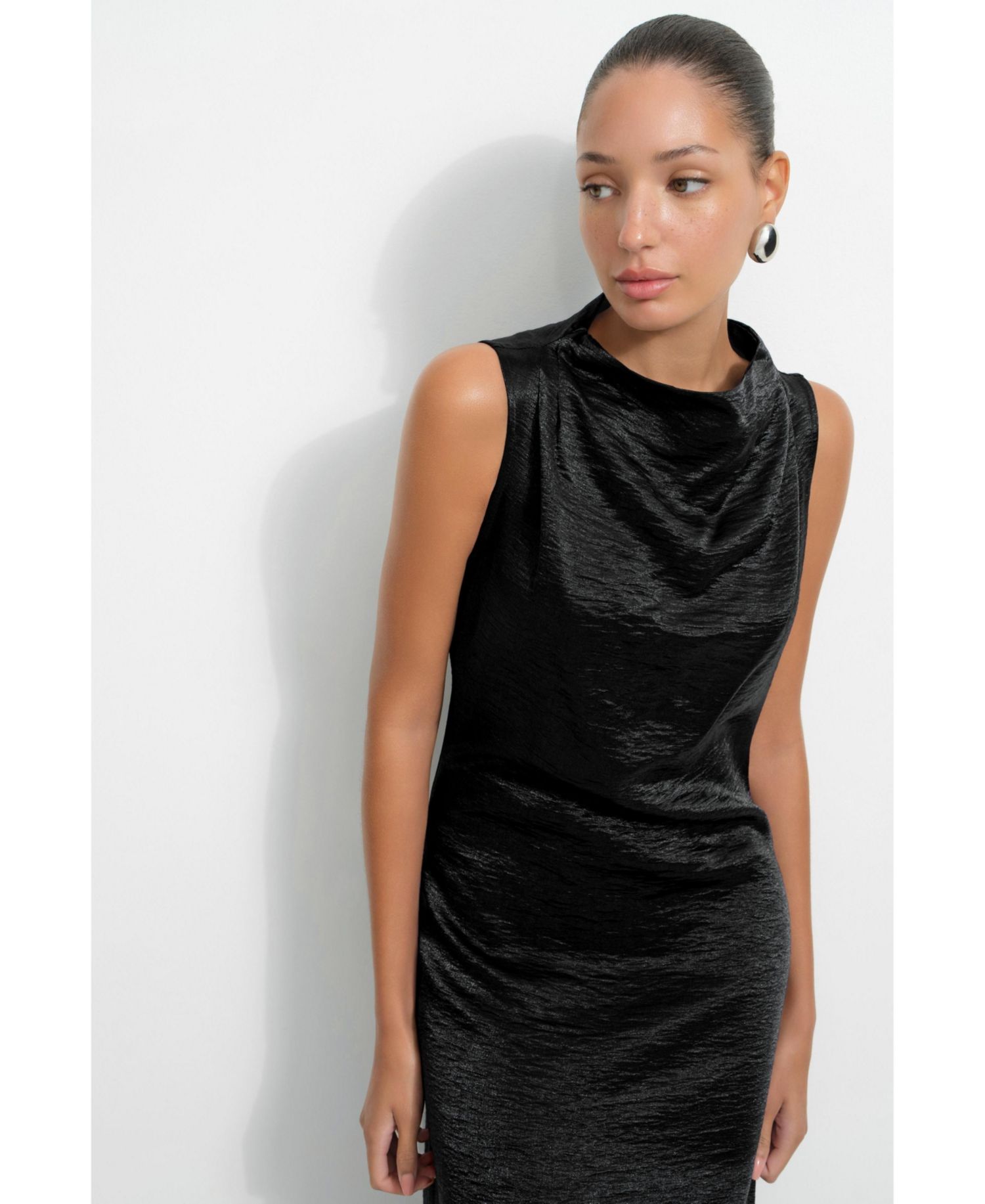 Women's Senna High-Neck Sleeveless Draped Floor-Length Evening Gown