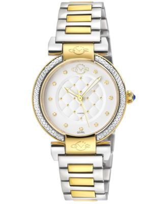 Women's Berletta Swiss Quartz Diamond Two toned SS IPYG Stainless Steel Bracelet Watch