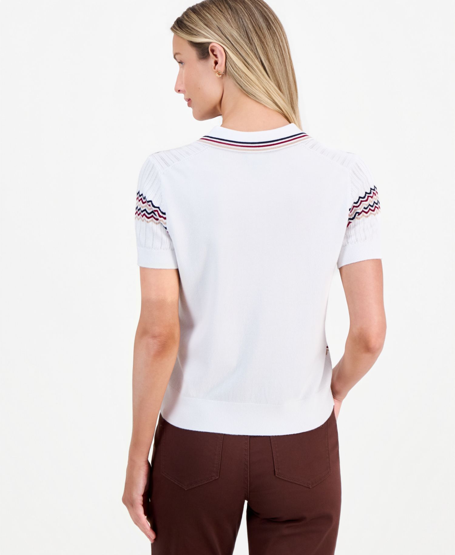 Women's Short-Sleeve Polo Sweater