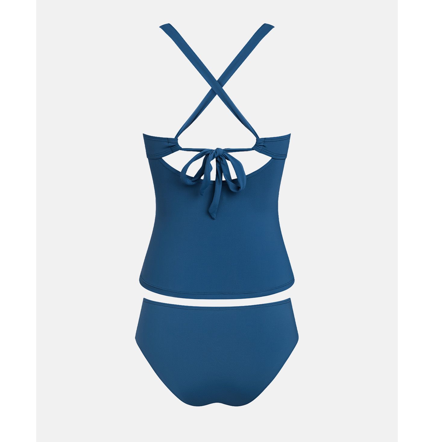 Комплект бикини Tankini, открытая спина, круглый вырез — Cupshe, цвет: Тёмный синий — фото 5