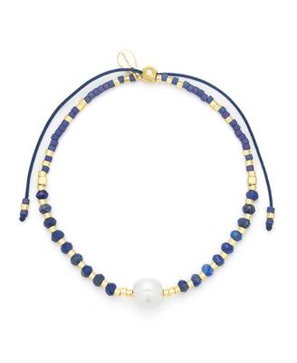Lumira Mini Pearl Gemstone Adjustable Bracelet - Blue lapis 38$