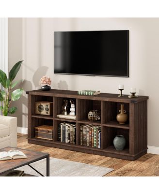 8 Cube Farmhouse Book Shelf, 2-Tier Storage Freestanding Bookcase Cabinet for Living Room, Entryway, Office