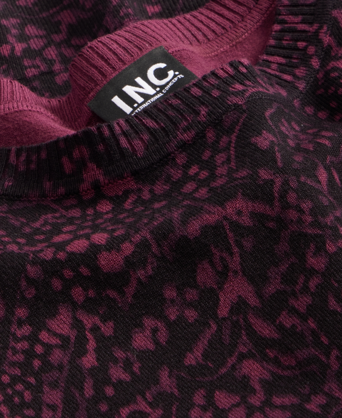 I.n.c. International Concepts Petite Paisley Long-Sleeve Crewneck Sweater, Macy's Exclusive