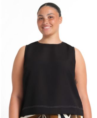 Women's Shae Linen Contrast Crew Tank Top