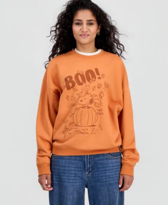 Juniors' Snoopy Pumpkin Graphic Print Sweatshirt