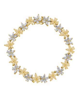 Yellow & White Cubic Zirconia Bracelet in 14k Yellow Gold-Plated Sterling Silver