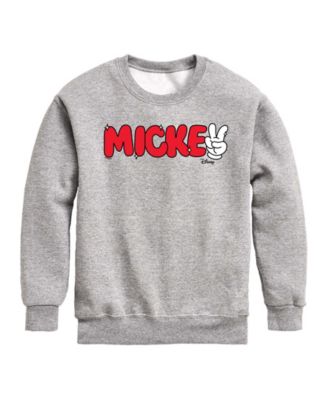 Boys' 8-20 Mickey Peace Sign Crewneck Fleece Sweatshirt