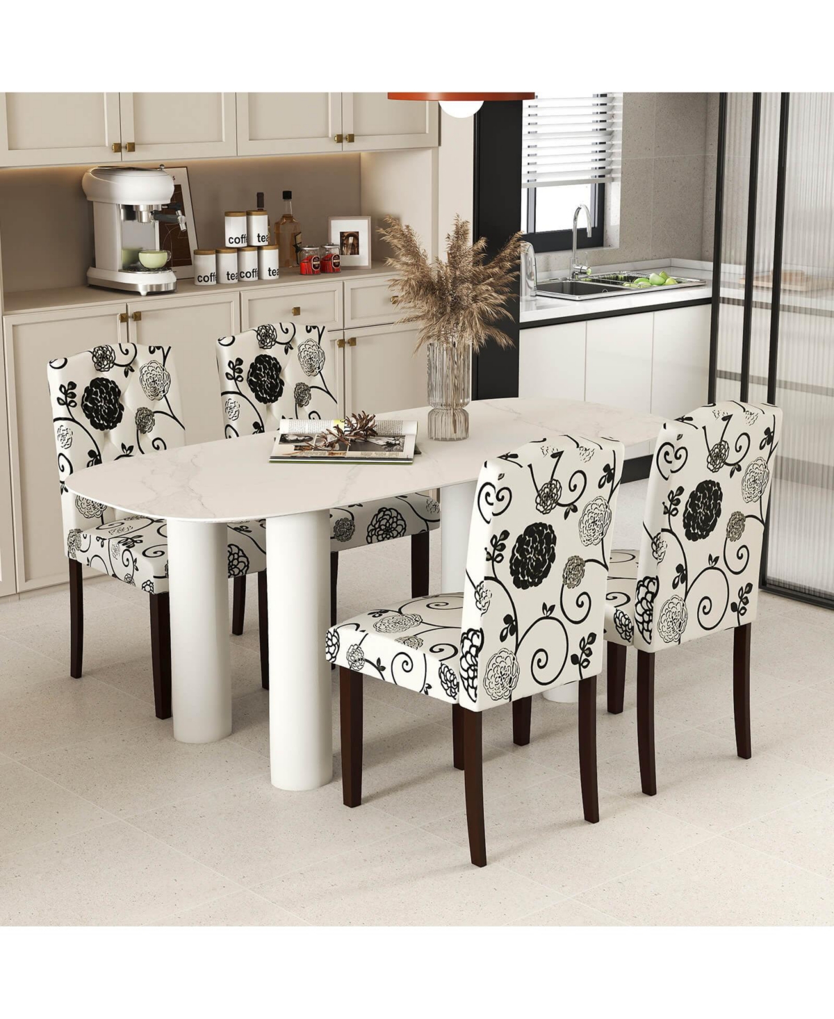 Costway Wooden Dining Chair with Rubber Wood Legs Padded Seat S Springs