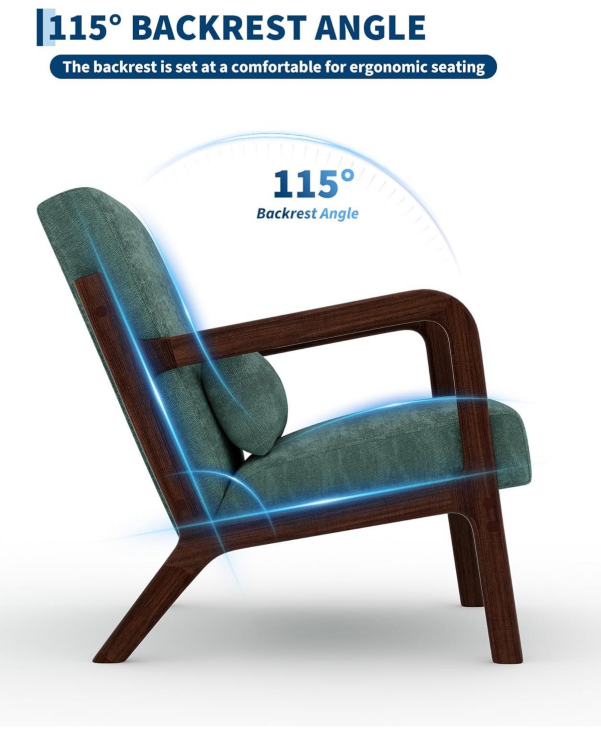 gaomon Modern Chenille Accent Chair, Ergonomic Lounge Armchair for Living Room, Bedroom, Office