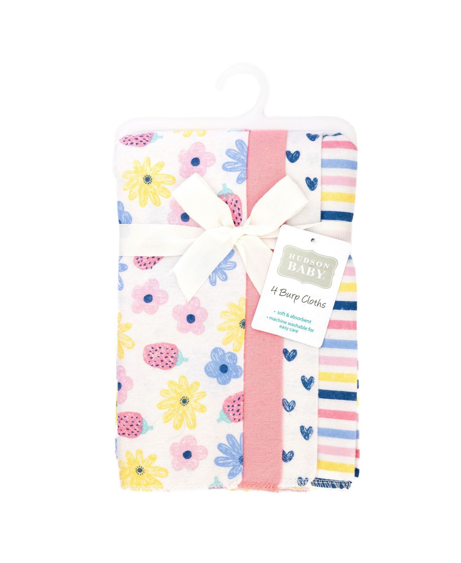 Girl Cotton Poly Flannel Burp Cloths 4-Pack