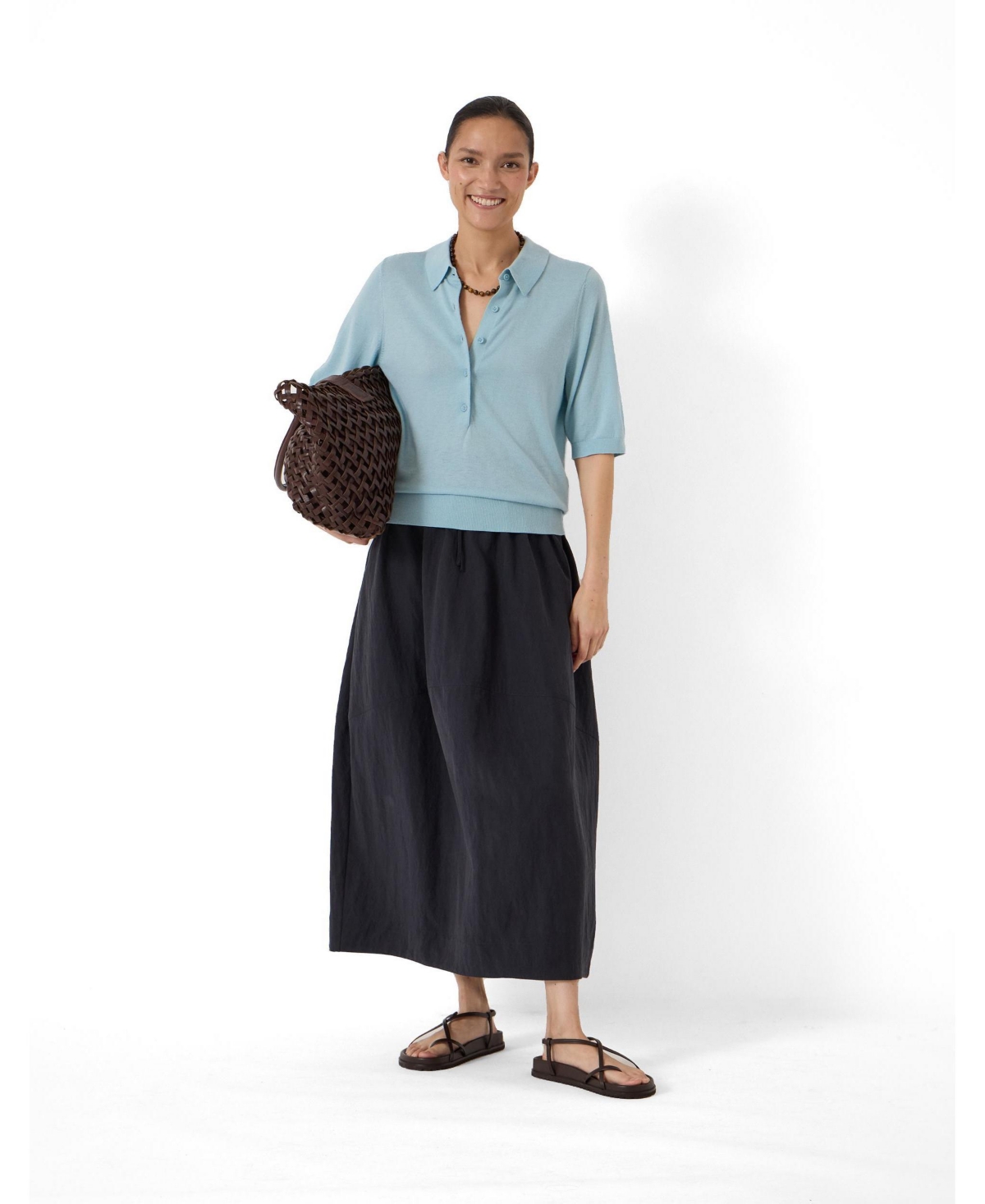 Hush Women's Fine Knit Short Sleeve Polo Top