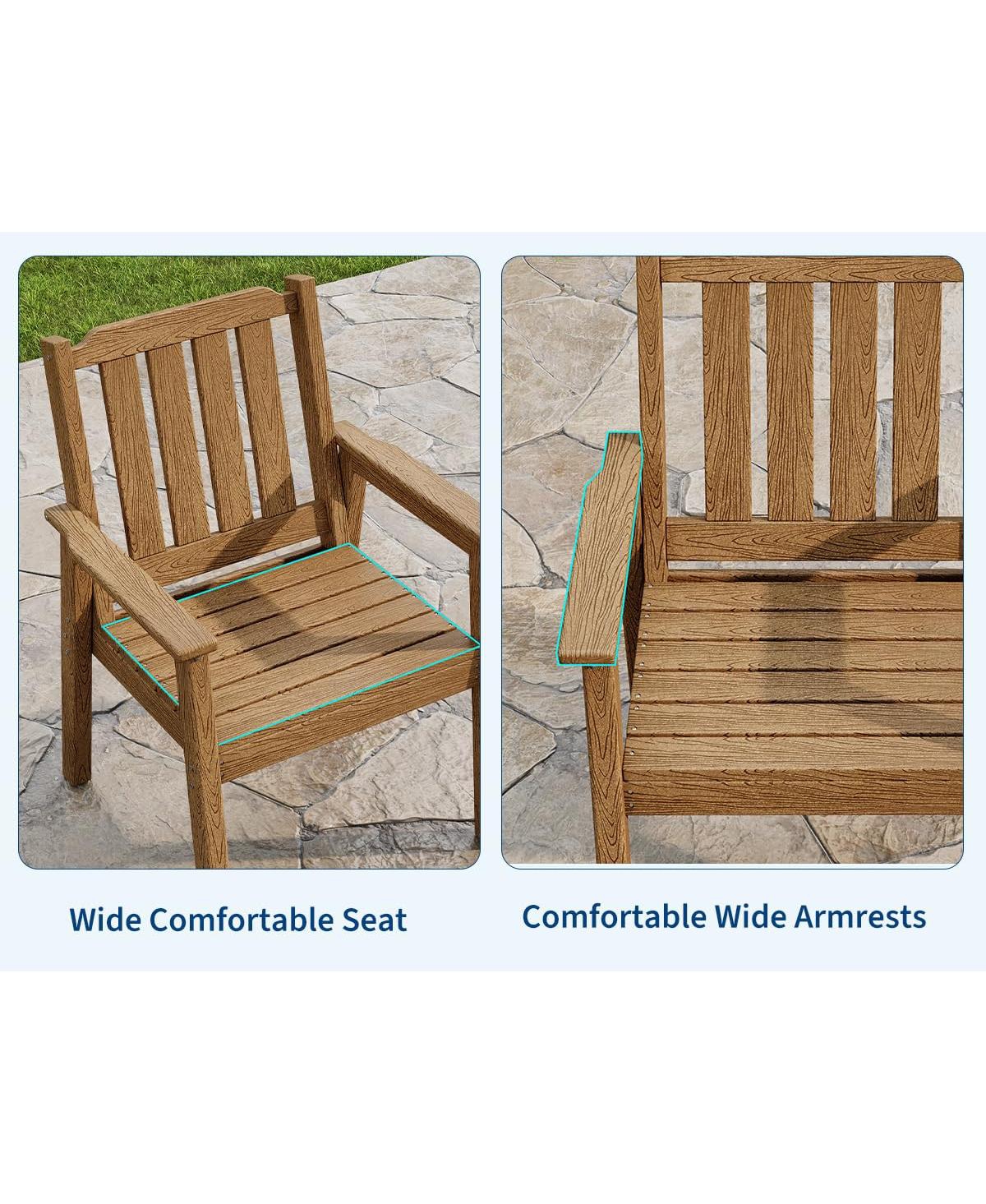 gaomon All-Weather Hdpe Outdoor Patio Dining Chairs Set of 2 for Backyard and Deck