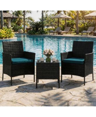 3-Piece Outdoor Furniture Set, PE Rattan, All-Weather Patio Set for Garden Backyard Porch