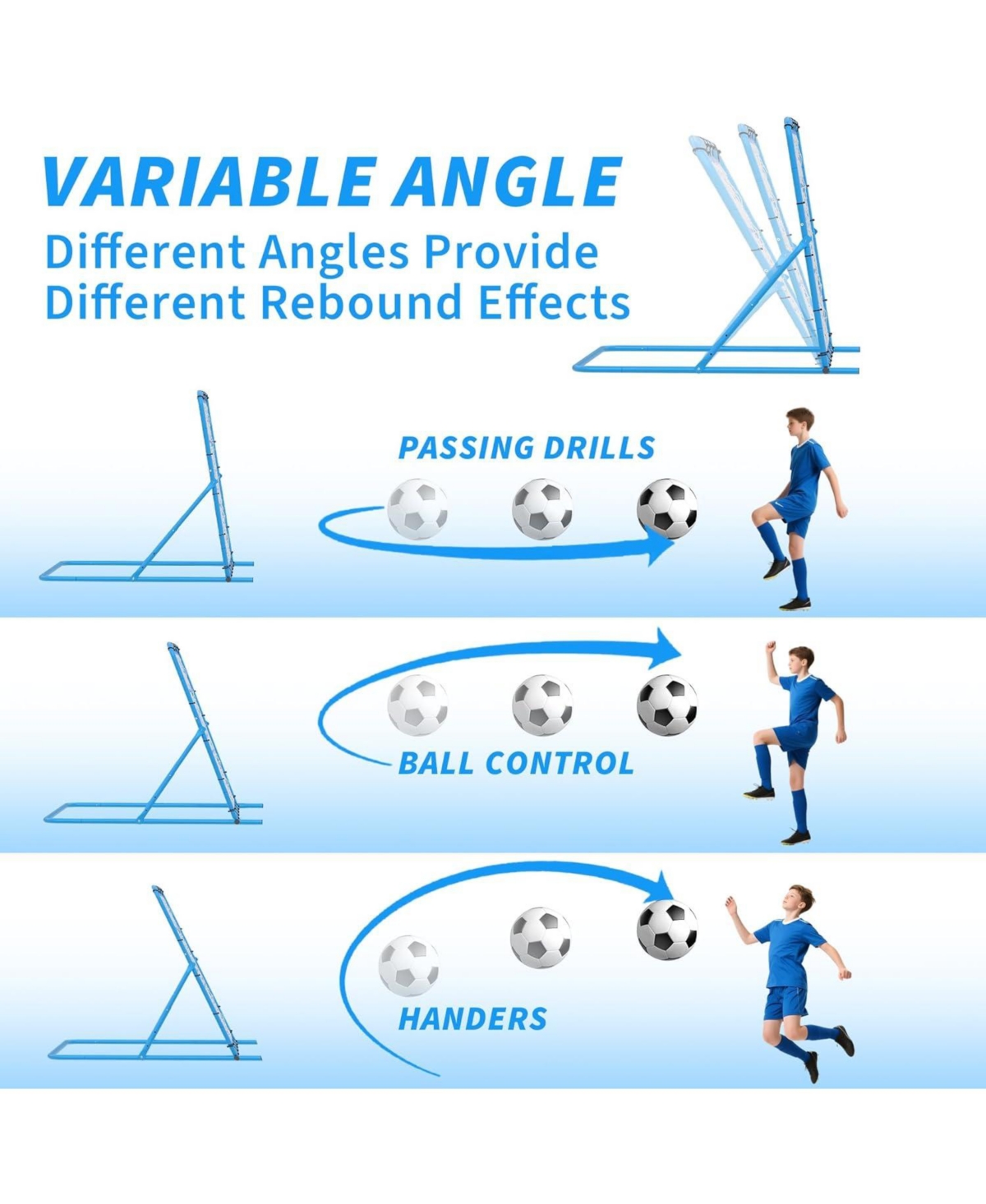 Xo Dual Mode Soccer Goal and Rebounder Net, Adjustable Angle Training Net, Portable Soccer Practice Equipment for Backyard
