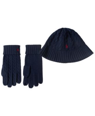 Men's Wool Blend Cable Bucket Hat and Gloves, 2-Piece Set