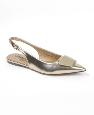 Women's Blanca Patent Slingback Flats with Geometric Accent
