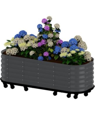 94x24x20in Self-Watering Raised Garden Bed, Metal Planter Box with Wheels and Water Reservoir for Outdoor Patio Garden