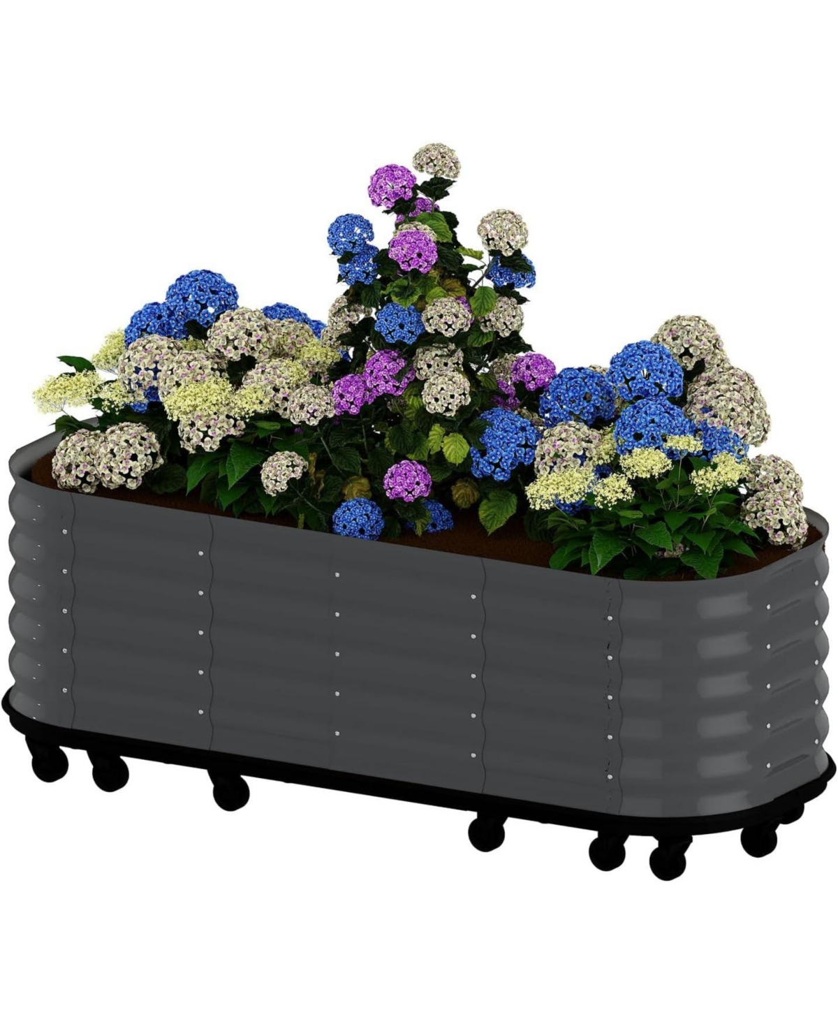 Xo 94x24x20in Self-Watering Raised Garden Bed, Metal Planter Box with Wheels and Water Reservoir for Outdoor Patio Garden