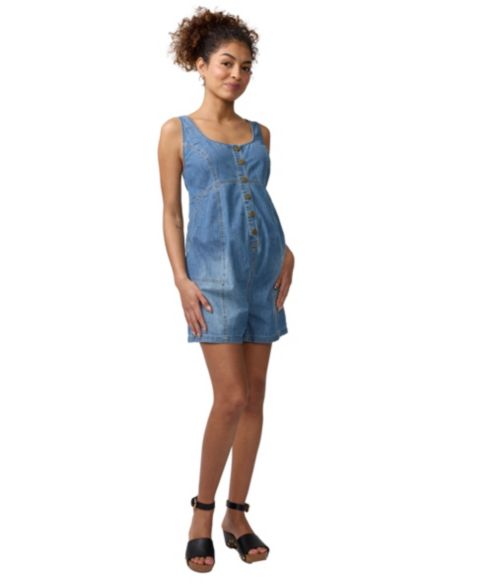 Женские комбинезоны Maternity Ingrid + Isabel Sleeveless Soft Denim Romper, цвет: Средняя варка