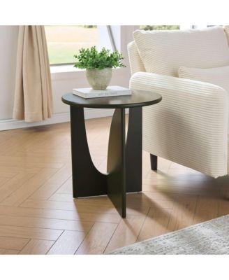 Round Side End Table - Wooden Accent Side Table with Compact Slim Design for Living Room, Bedroom, or Office