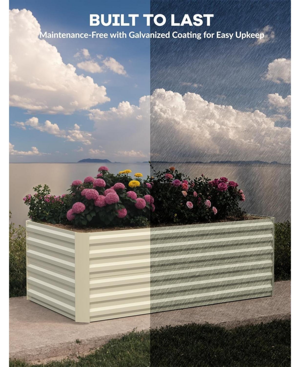 Xo 2-Pack 8x4x2FT Galvanized Raised Garden Bed, Deep Metal Planter Boxes for Vegetables Herbs Flowers