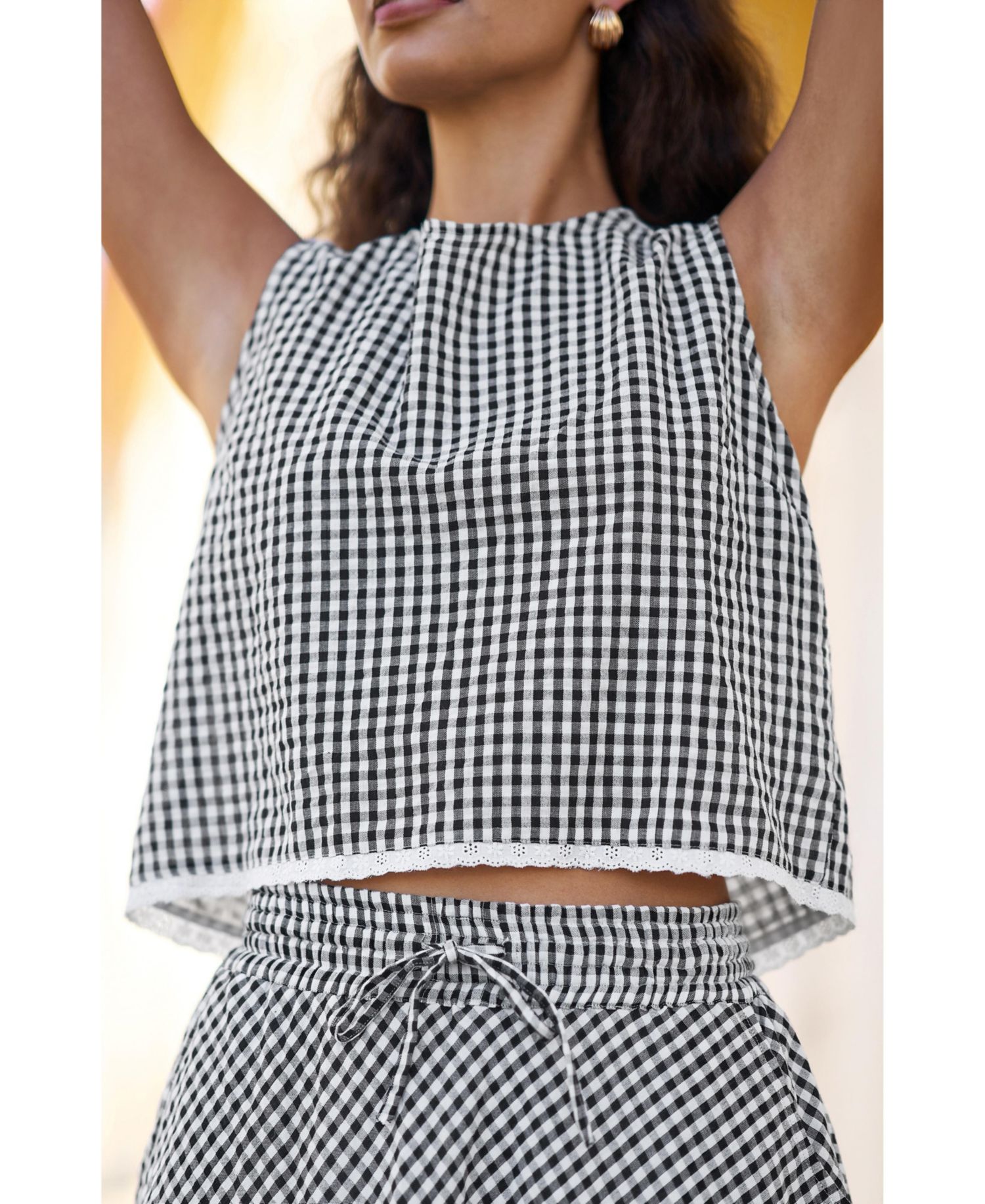 Women's Gingham Cotton Midi Skirt