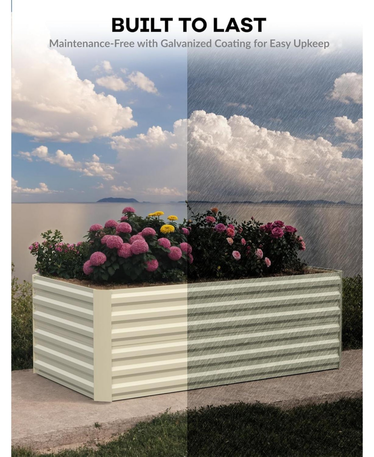 Xo 8x4x2FT Galvanized Raised Garden Bed, 24" Tall Metal Planter Box for Vegetables Flowers, Rust-Resistant Outdoor Garden Bed