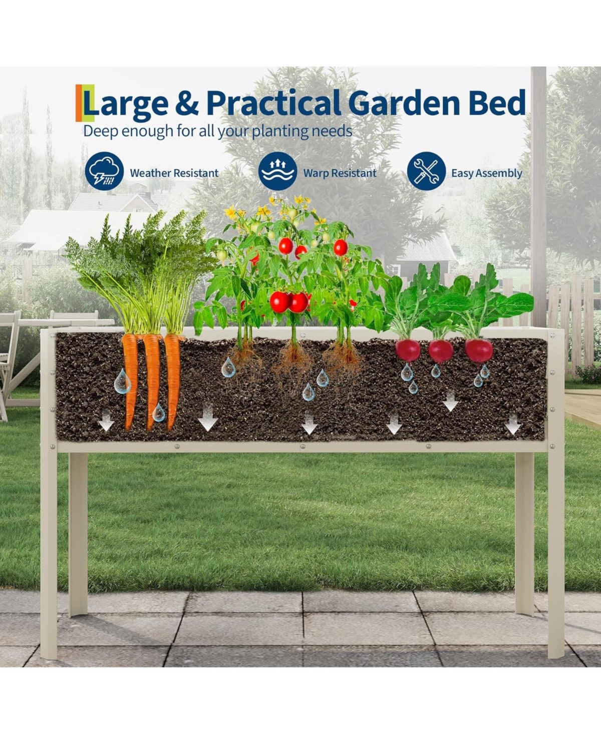 Xo Raised Garden Bed with Legs, Elevated Metal Planter Box for Vegetables Flowers Herbs, Outdoor Garden Bed for Patio Backyard Balcony