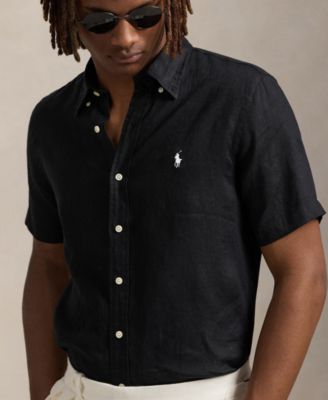 black polo ralph lauren dress shirt Polo By Ralph Lauren Charlotte Shirt Dress Black Button-down Cotton Flared S