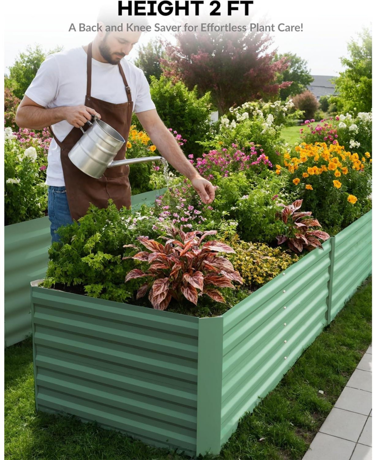 Xo 2-Pack 6x3x2FT Galvanized Raised Garden Bed, Deep Metal Planter Boxes for Vegetables Herbs Flowers, Outdoor Gardening Kit