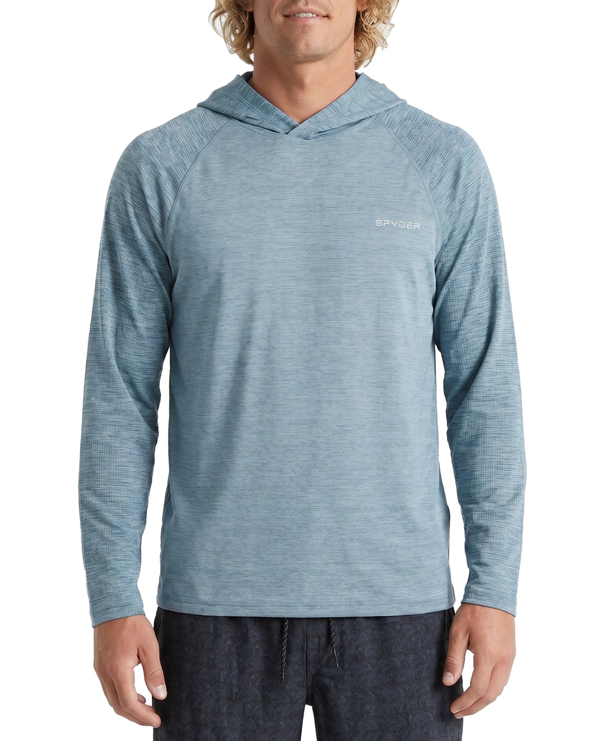 Spyder Men's Birdseye Heather Hooded Long-Sleeve Rashguard - Baby Blue
