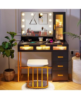 Vanity Desk with Hollywood Mirror and LED Lights