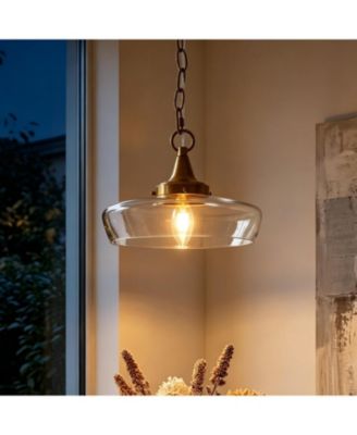 1-Light Pendant Light, Clear Glass Shade Island Fixture for Dining Room Living Room Bedroom Kitchen Island