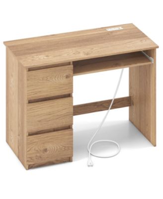 Computer Work Desk with 3 Large Drawers and Keyboard Tray