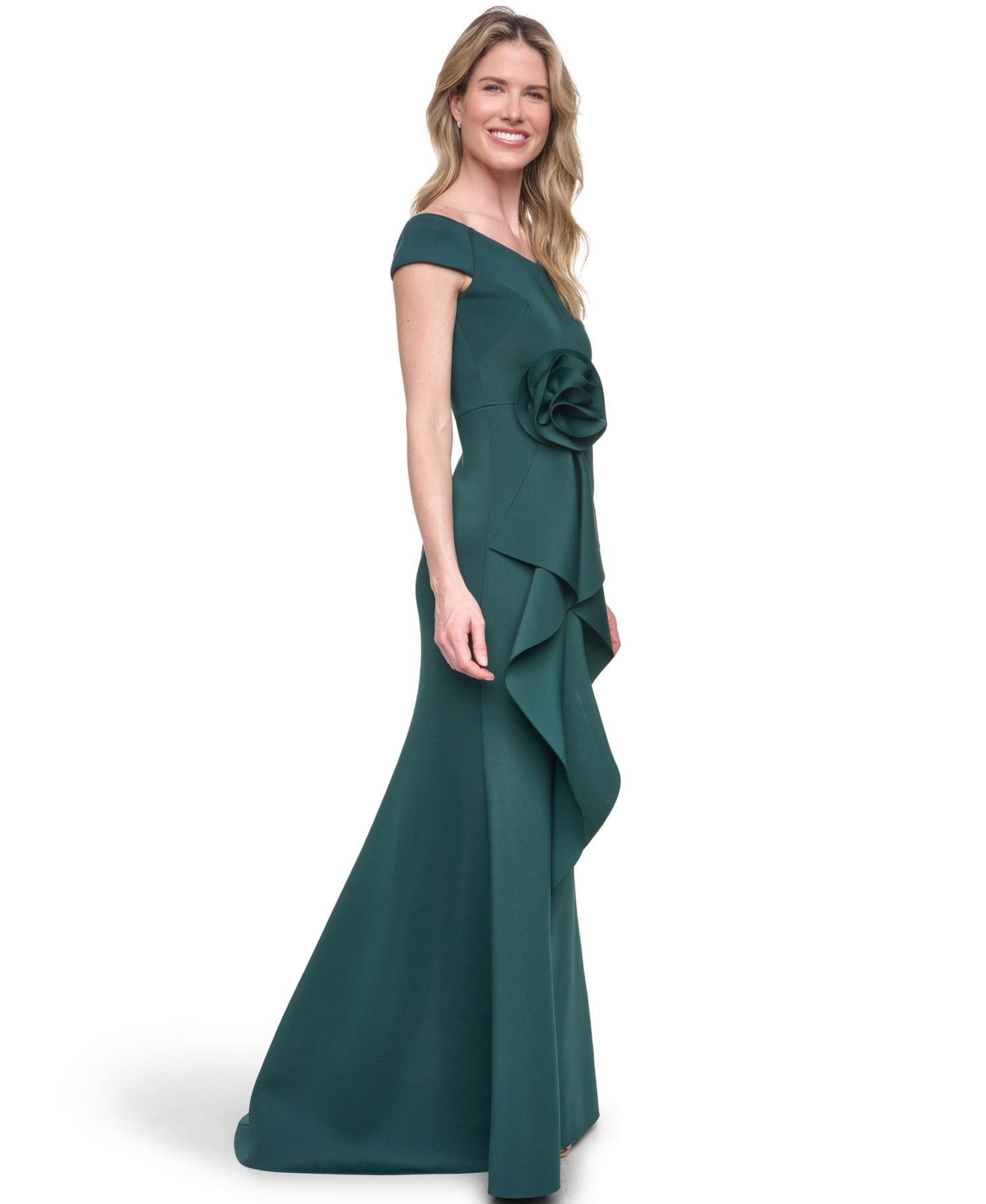 Women's Off-The-Shoulder Ruffle-Front Ball Gown