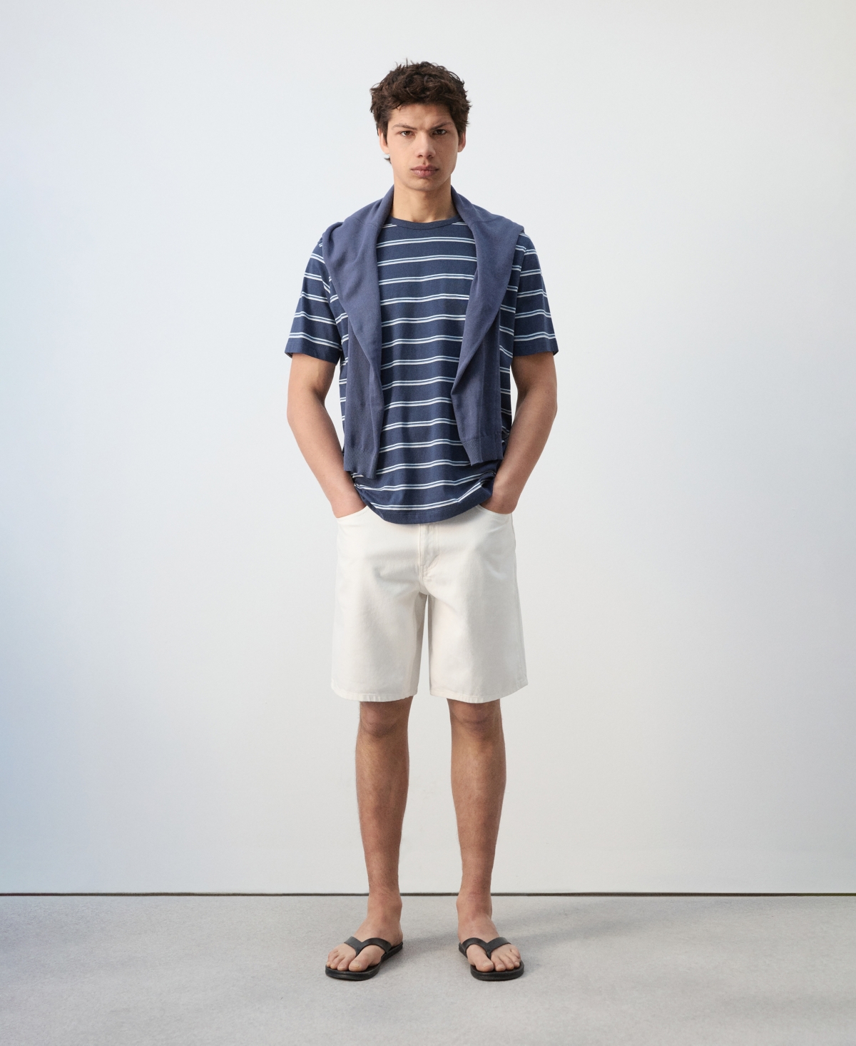 Mango Men's Striped Cotton T-Shirt