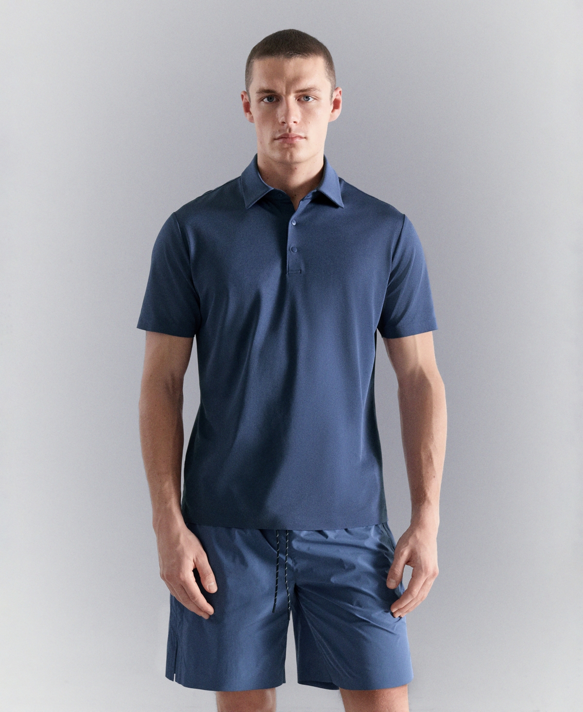 Mango Men's Coolmax Slim-Fit Polo Shirt - Ink Blue