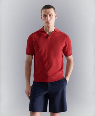 Men's Contrasting Knitted Polo Shirt