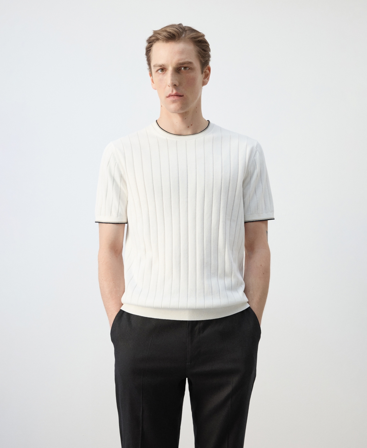 Mango Men's Fine-Knit Cotton T-Shirt