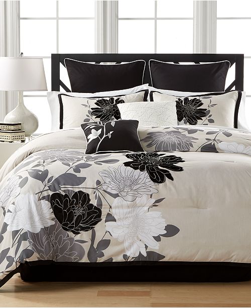 Hallmart Collectibles Midnight Flowers 8-Pc. Comforter Sets, Created for Macy&#39;s & Reviews - Bed ...