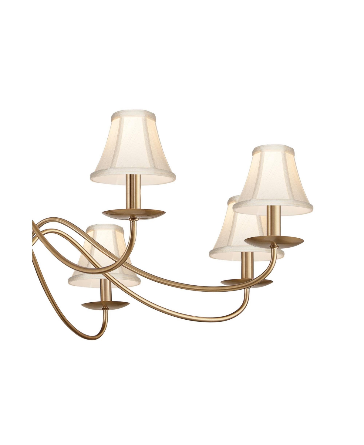 Franklin Iron Works Marinec 42inch Wide Soft Gold 8-Light Chandelier with Cream Shades