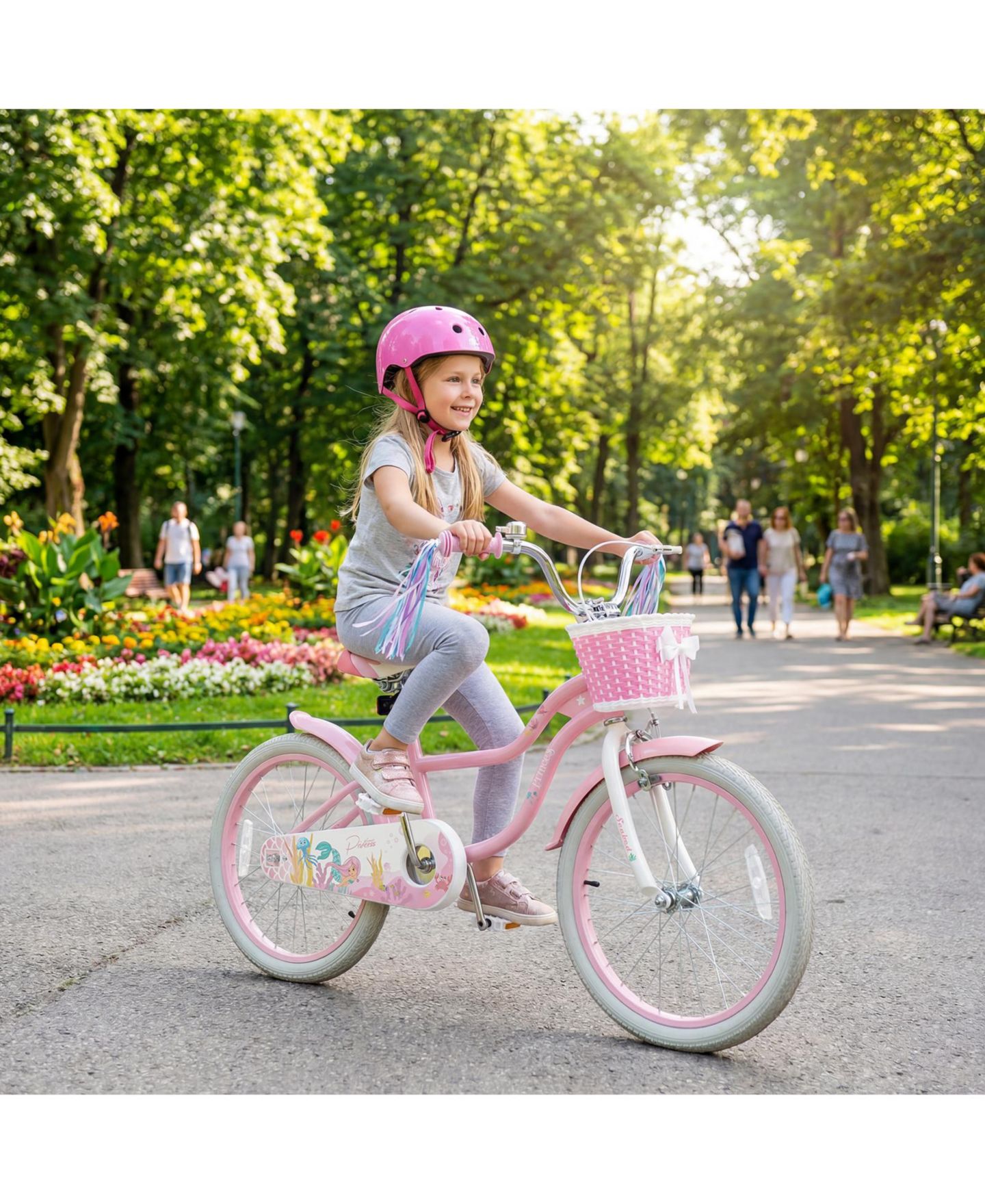Детская игрушка Gymax Princess Seabed 20" Mermaid-Theme Coaster Brake Girls' Bike, Ages 8+, цвет: Розовый — фото 2