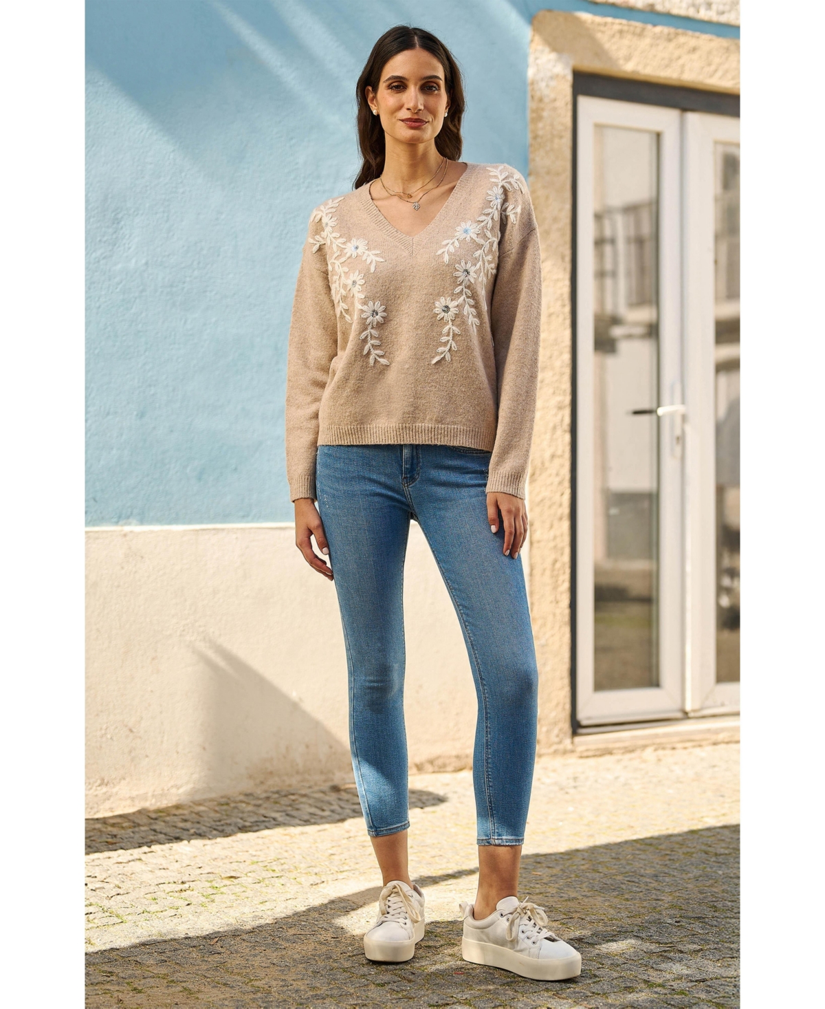 Yumi Women's Floral Knitted Jumper